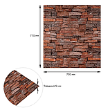 Самоклеючі 3д панелі на стіну під Катеринославську цеглу 700x770x5 мм, Червоний піщаник (058), фото 2