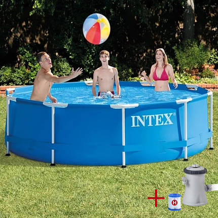 Каркасный бассейн для дома Intex 28202 305 х 76 metal frame pool интекс из пвх для всей семьи, фото 1