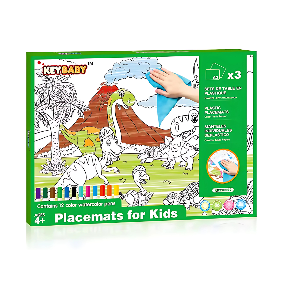 Набір для малювання, дитячі розмальовки Keybaby, 3шт формату А3 з 12 маркерами та серветкою для очищення, Green, фото 1