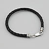 Браслет шкіряний БС11254 ширина 3.5 мм вставка чорна емаль довжина 18, фото 2