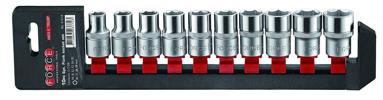 Набір головок 1/2" 6-граней 10 од. (10-19 мм) FORCE 41018 F