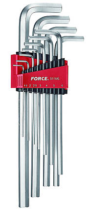 Набір кутових ключів екстра довгих HEX 1,5-12 мм 11 од. FORCE 5116XL F, фото 1