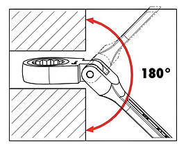 Ключ ріжково-накидний з тріскачкою шарнір 17 мм FORCE 75717F F, фото 4