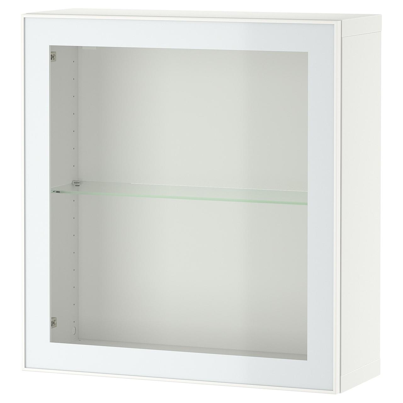 BESTA Вітрина - білий Glassvik/білий/світло-зелене прозоре скло 60x22x64 см IKEA 095.810.04, фото 1