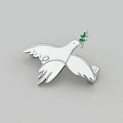 Срібна шпилька ТС590055зб розмір 25х23 мм біла емаль вага 2.9 г