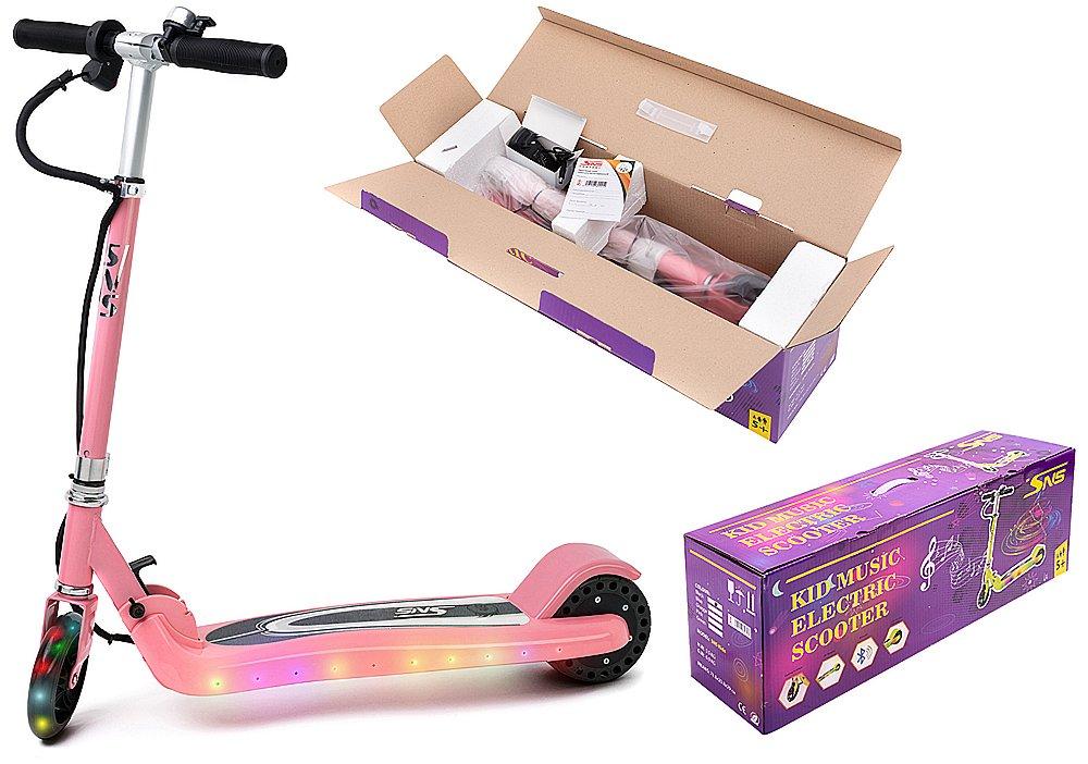 Електросатокат дитячого SNS 5,5" Kids. Світло, звук, важіль газу. Рожевий