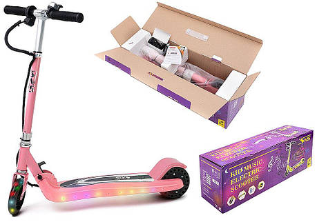 Електросатокат дитячого SNS 5,5" Kids. Світло, звук, важіль газу. Рожевий, фото 1