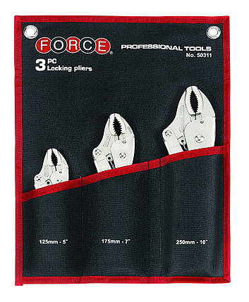 Набір затискачів з фіксатором 3 од. (125 мм, 175 мм, 250 мм) FORCE 50311 F, фото 1