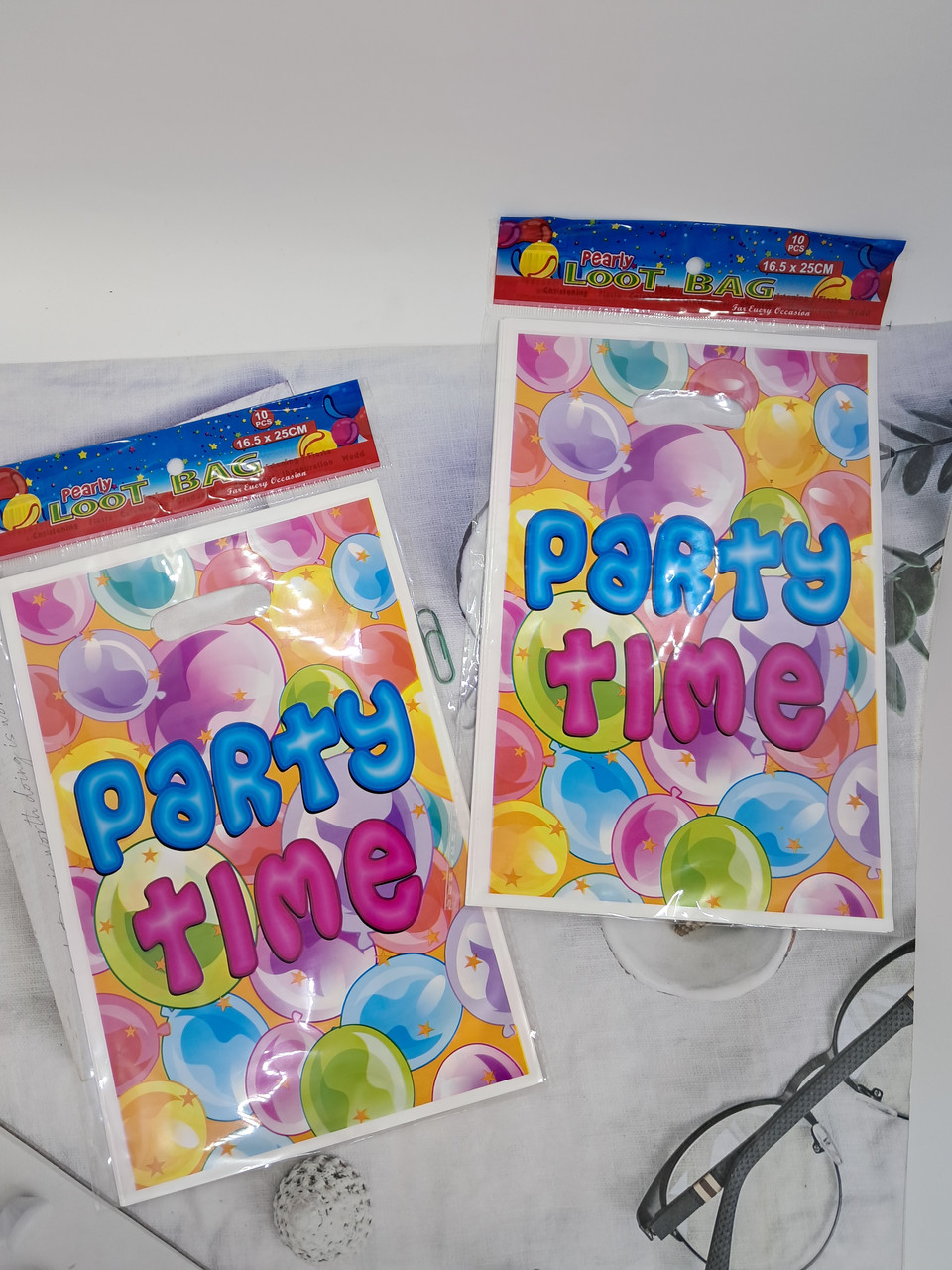 Поліетиленовий пакет подарунковий 16*24 см 10 штук Час пати, фото 1