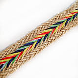 Декоративна стрічка натуральна 2,5см з різнокольоровим візерунком, фото 2
