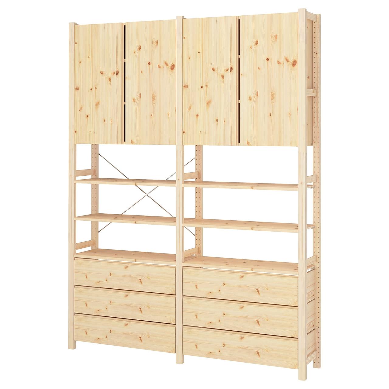 IVAR Стелаж з шафами/ящиками - сосна 174х30х226 см IKEA 195.906.06, фото 1