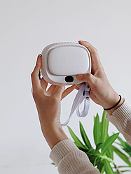 Портативний акумуляторний вентилятор білий DQ239 на 5 швидкостей для шиї та столу з дисплеєм