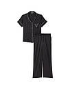 Сатинова Піжама Victoria's Secret Satin Logo Pajama Set, Чорна з коротким рукавом, фото 3
