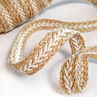 Декоративна стрічка натуральна 1,5см з білим візерунком