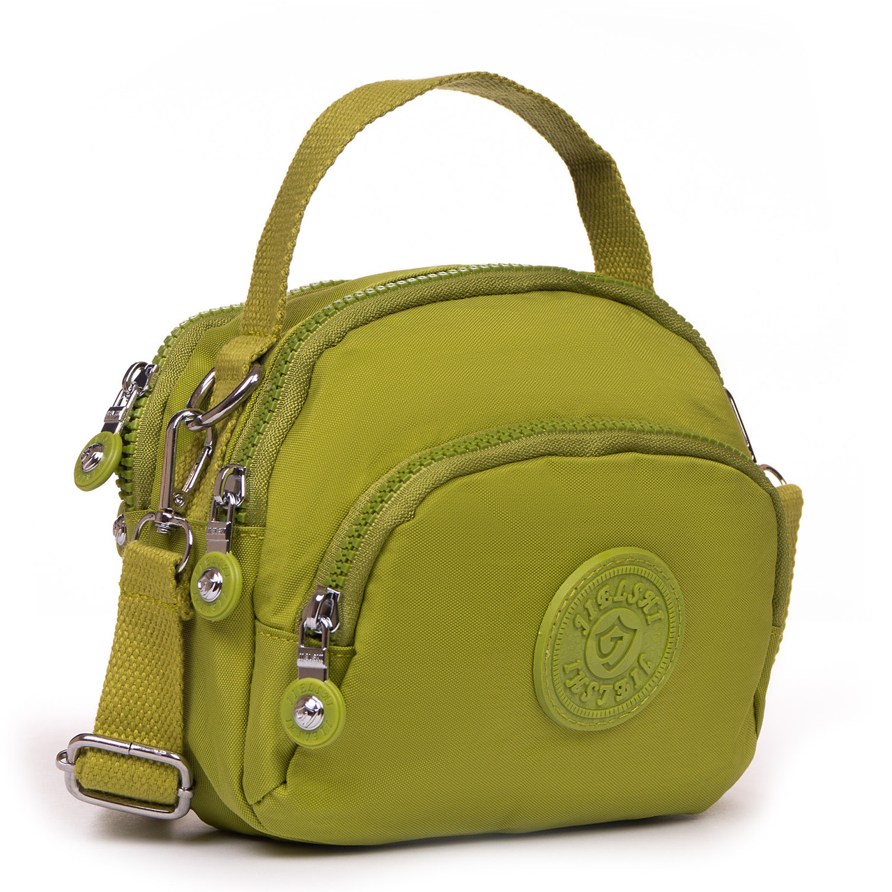 Сумка клатч через плече жіноча зелена тканинна кроссбоді з двома відсіками на блискавці Jielshi 9919