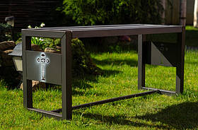 Лавка без спинки на металевому каркасі для цвинтарів Хрестики 1000*400*500мм Kompred kc-011