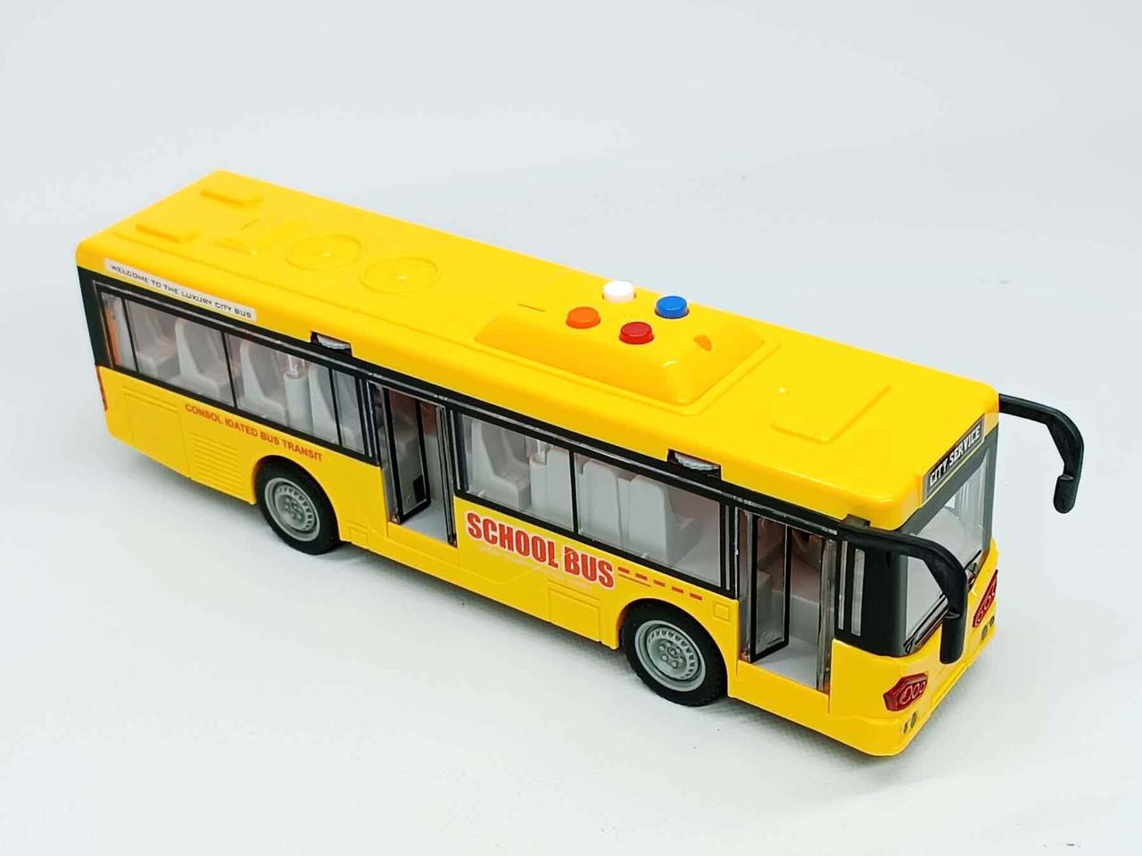 Іграшка музичний автобус JS120B, жовтий, зі світлом і звуком, 28 см JS120B, фото 1