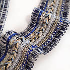 Декоративна тасьма бахрома 4,5см з декором синя