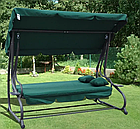 Гойдалки садові чотиримісні з подушками та козирком для дачної ділянки Бонро Garden 235 см зелений, фото 8