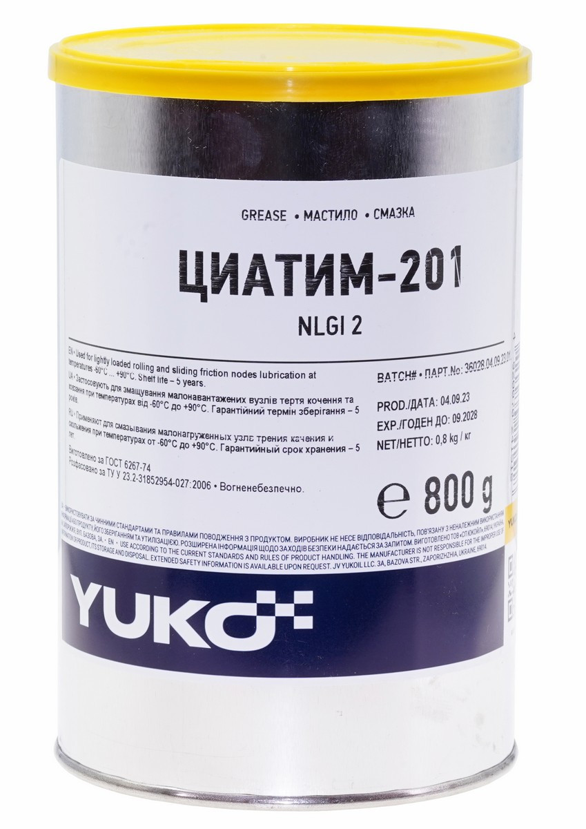 Мастило YUKO ЦИАТИМ-201 0,8 кг банка 1л жесть