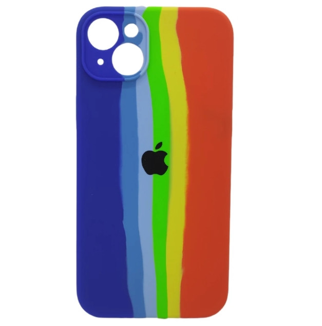 Силіконовий чохол для iPhone 13 - Rainbow, Різнокольоровий / Синій