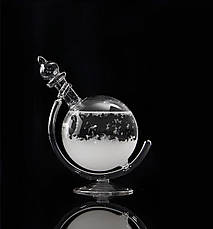 Барометр Штормгласс RESTEQ глобус великий, крапля Storm glass на скляній підставці, фото 3