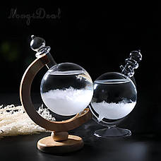 Барометр Штормгласс RESTEQ глобус великий, крапля Storm glass на скляній підставці, фото 5