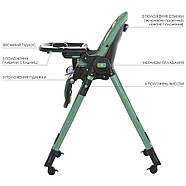 Стільчик для годування El Camino ME 1037-B CRYSTAL на коліщатках — екошкіра, 5 рівнів висоти, 3 нахили спинки, фото 3