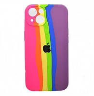 Силіконовий чохол для iPhone 13 - Rainbow, Різнокольоровий / Рожевий