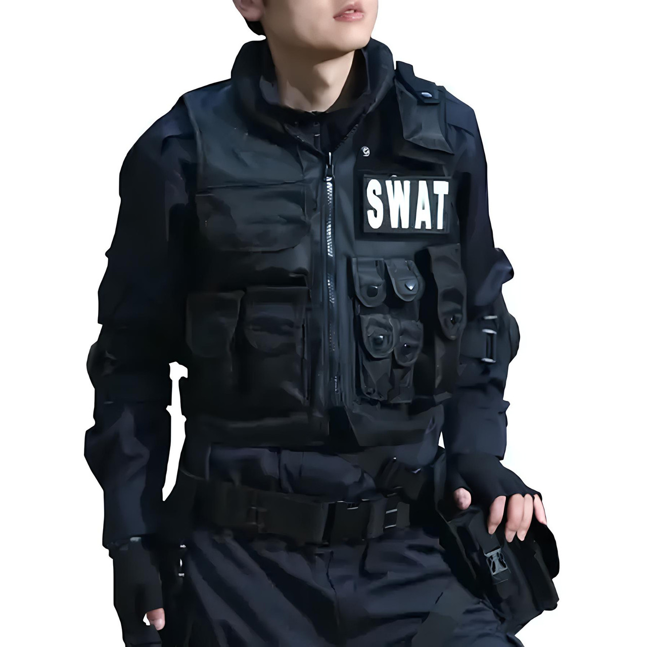 Жилет тактичний, військовий чорний поліцейський SWAT, жилет спецназу 11 кишень Розвантаження, розмір L