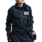 Жилет тактичний, військовий чорний поліцейський SWAT, жилет спецназу 11 кишень Розвантаження, розмір L