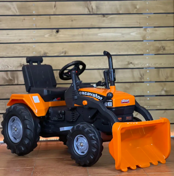 Дитячий педальний веломобіль трактор Pilsan 07-297 жовтогарячий з ковшем регульоване сидіння, фото 1