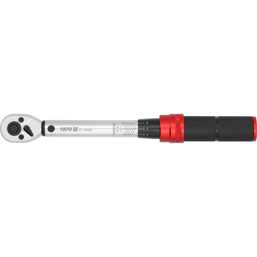 Ключ динамометричний квадрат 1/4" (5- 25 Нм) L= 230- 240 мм Yato YT-07670