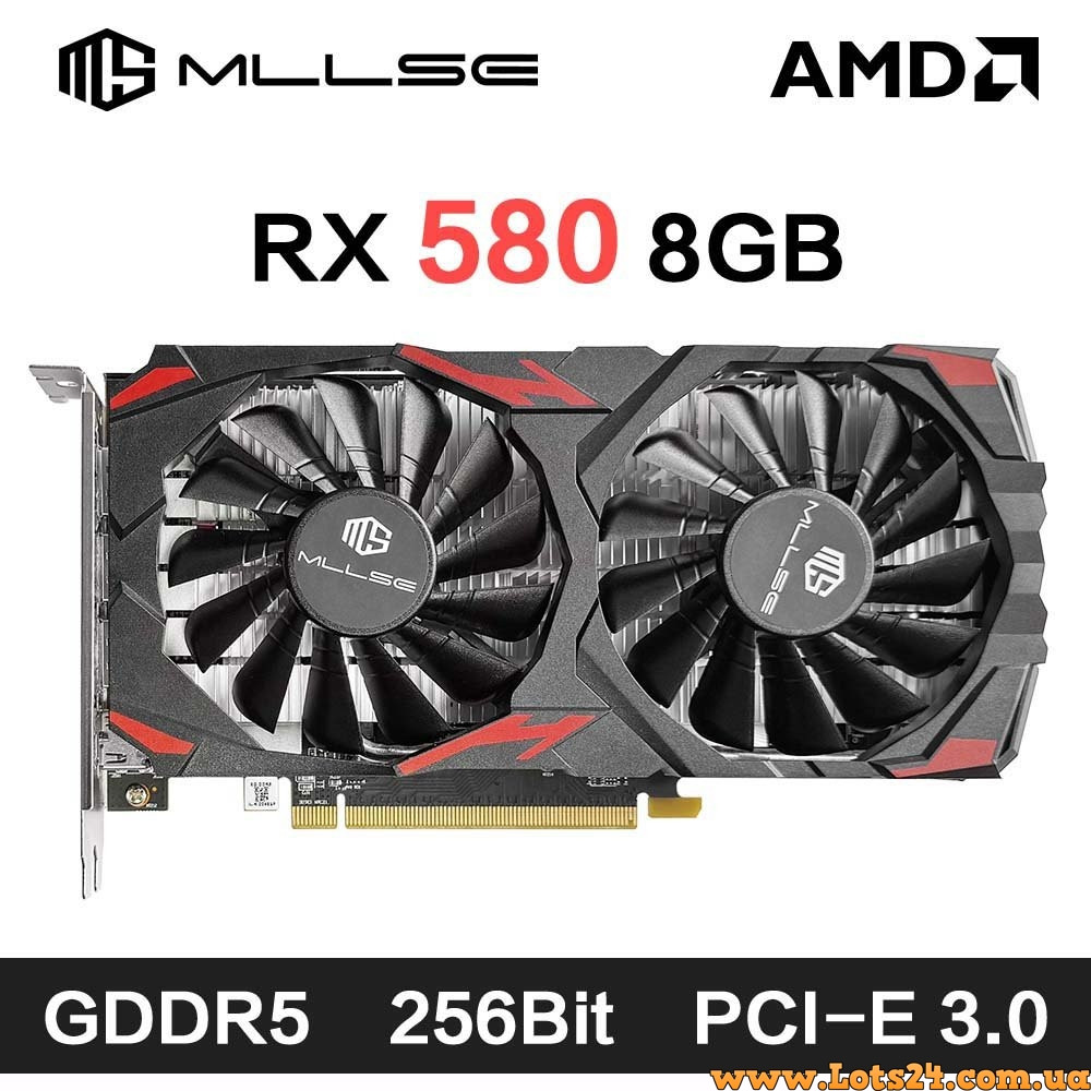 Видеокарта AMD Radeon RX 580 8GB GDDR5 256bit бюджетна відеокарта для ігор майнінгу ПК 2к монітора 2024 2025 8ГБ