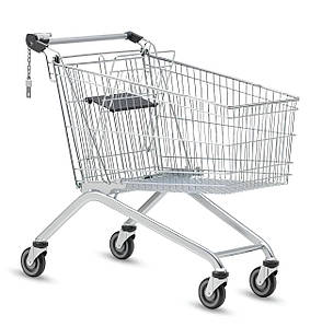 Б/В Покупецький візок WANZL EL 75 л (Німеччина) — металева торгова візка для магазину та супермаркету, сіра, фото 2