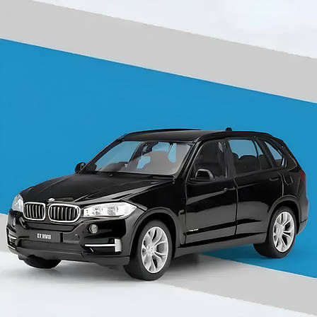 Масштабна модель автомобіля BMW X5 1:24 чорна колекційна модель з деталізацією салону та рухомими колесами, фото 1
