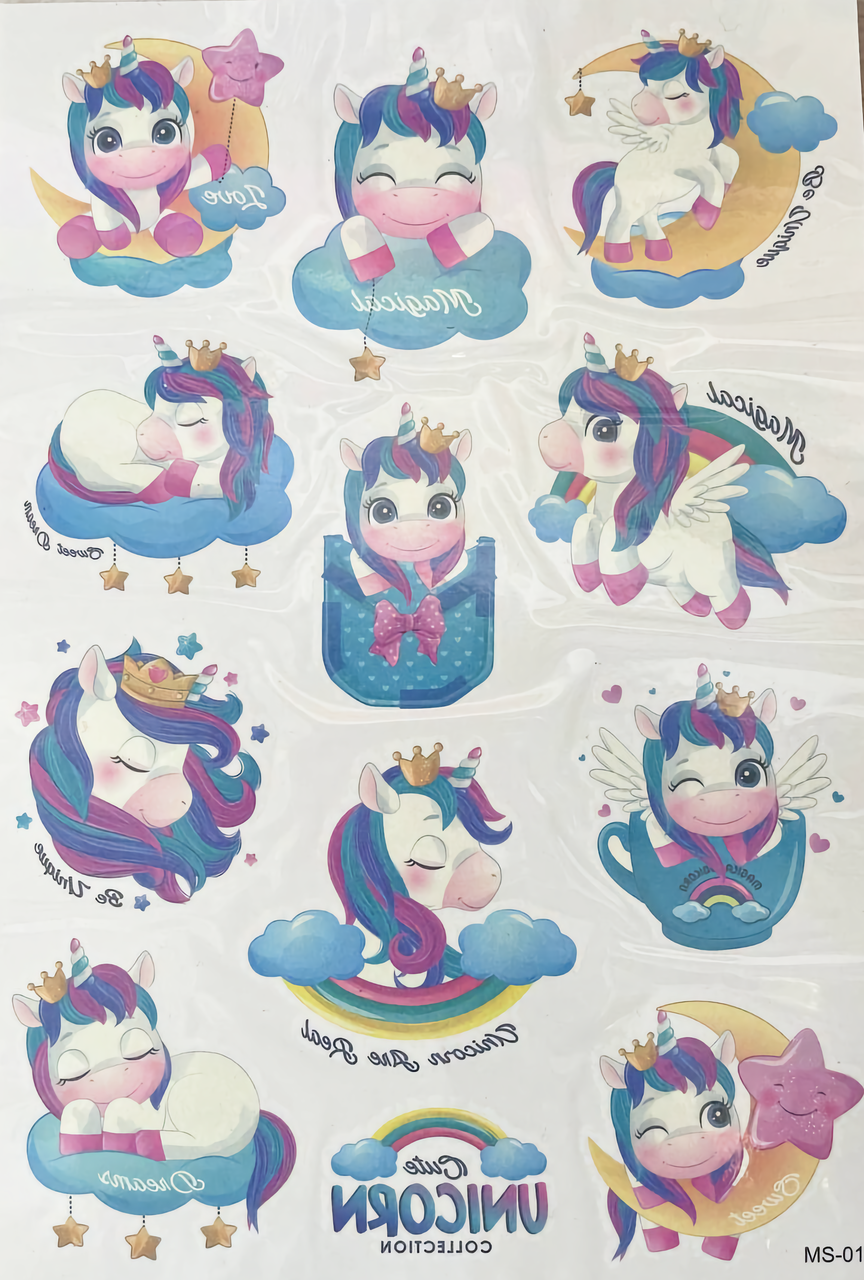 Дитячі тимчасові татуювання Єдинороги