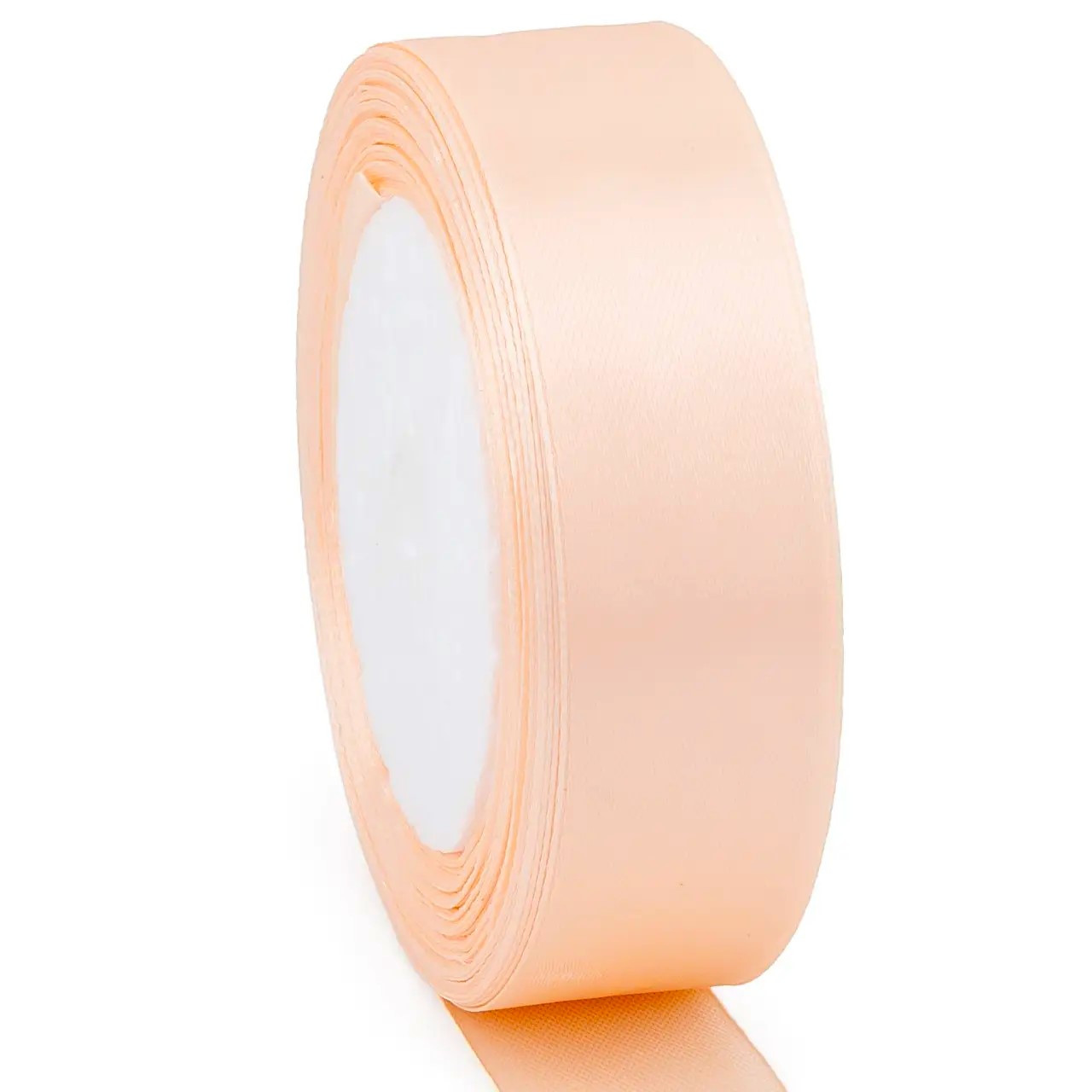 Стрічка атласна 2,5 см Персиковий 1 рулон +-23 м, фото 1