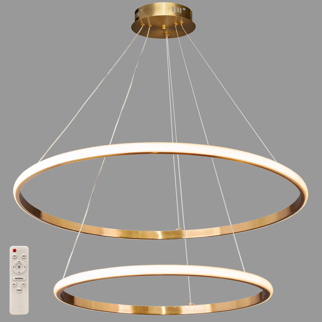 Бронзова кільцева світлодіодна подвійна люстра 60+80см «Circle» (52-9833-2A BRONZE LED (600+800))