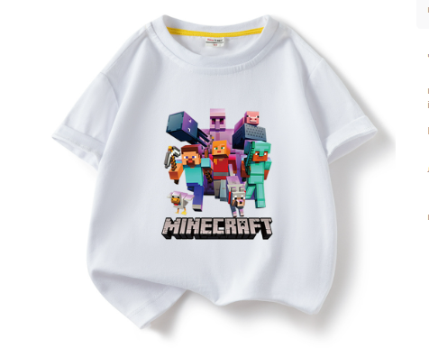 Футболка Minecraft для хлопчика, біла, р. 140 см — дитяча футболка з принтом Майнкрафт, бавовна