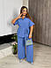 Жіночий прогулянковий костюм з креп-жатки сорочка і широкі брюки (Батал), фото 4