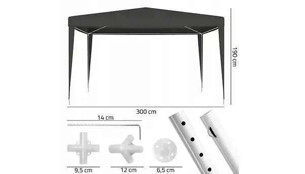 Садова альтанка павільйон 3х3 м для дачі, саду і двору, намет для відпочинку, фото 3