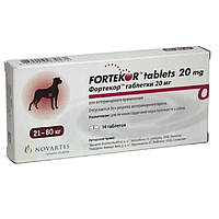 Таблетки для собак 21-80 кг Фортекор для лікування серцевої недостатності 20 мг No14 Novartis