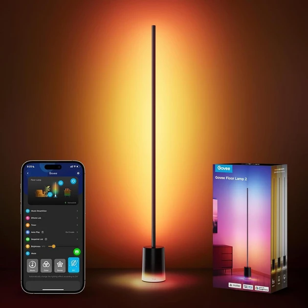 Розумна підлогова лампа кутова Govee Floor Lamp 2 Black H607С RGBIC 152 см