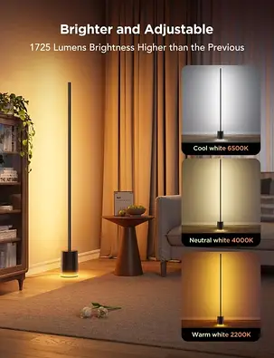 Розумна підлогова лампа кутова Govee Floor Lamp 2 Black H607С RGBIC 152 см, фото 3