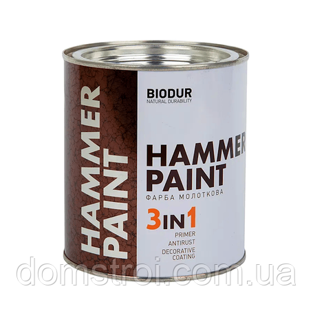 Емаль молоткова антикорозійна по металу "3 в 1" Biodur HAMMER PAINT, фото 1