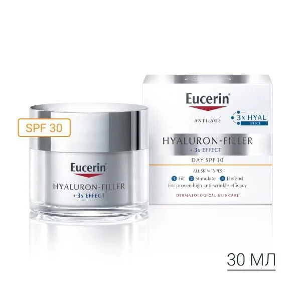 Крем для обличчя Eucerin Hyaluron-Filler SPF30 денний проти зморшок для всіх типів шкіри 89769, 50 мл, фото 1