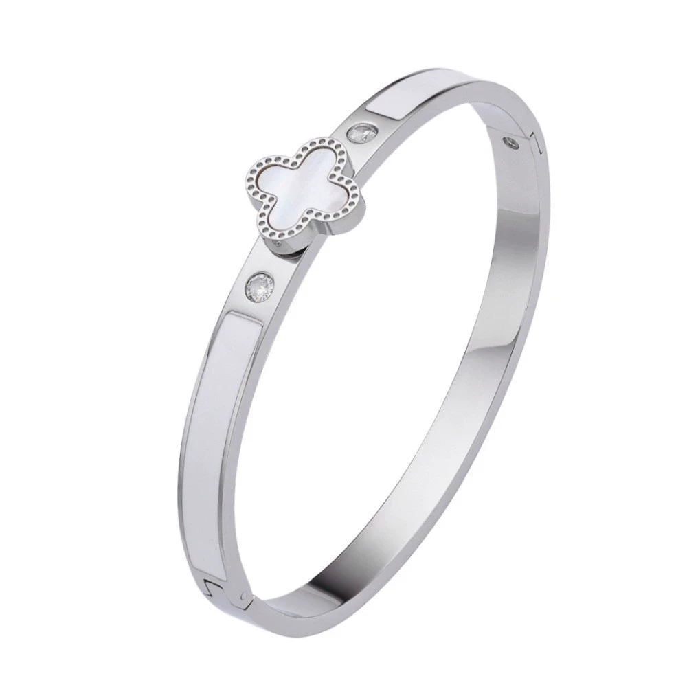 Жіночий браслет-обруч "Біла конюшина", фото 1