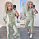 Жіночий стильний спортивний костюм футболка з накатом і штани (Норма та напівбатал), фото 4