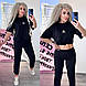 Жіночий стильний спортивний костюм футболка з накатом і штани (Норма та напівбатал), фото 7